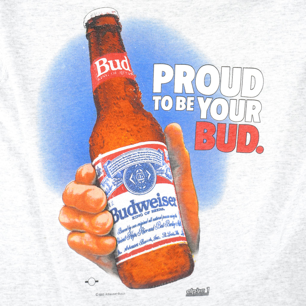 Vintage - Budweiser Proud to Be Your Bud T-Shirt 1993 Medium Retro