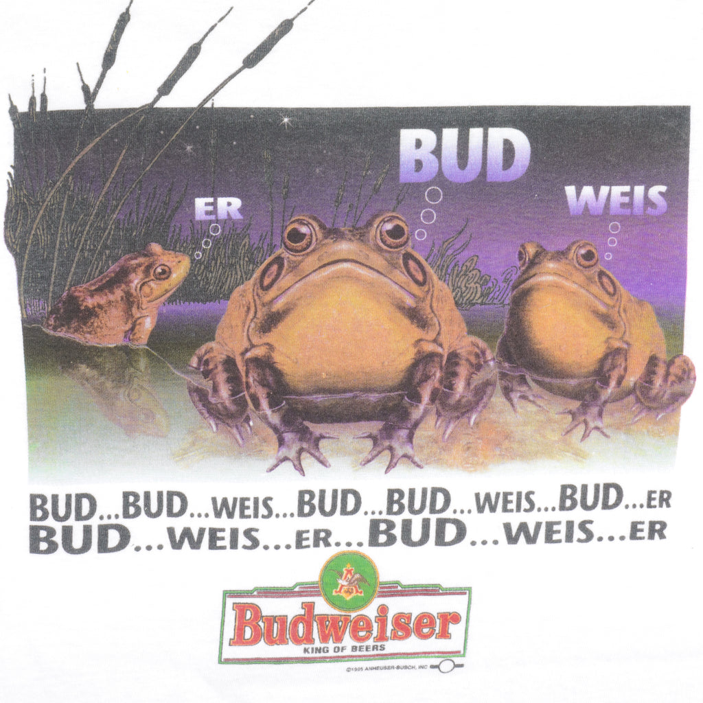 Budweiser (Short Hills Tee) - Frogs Bud-Weis-Er T-Shirt 1995 Large