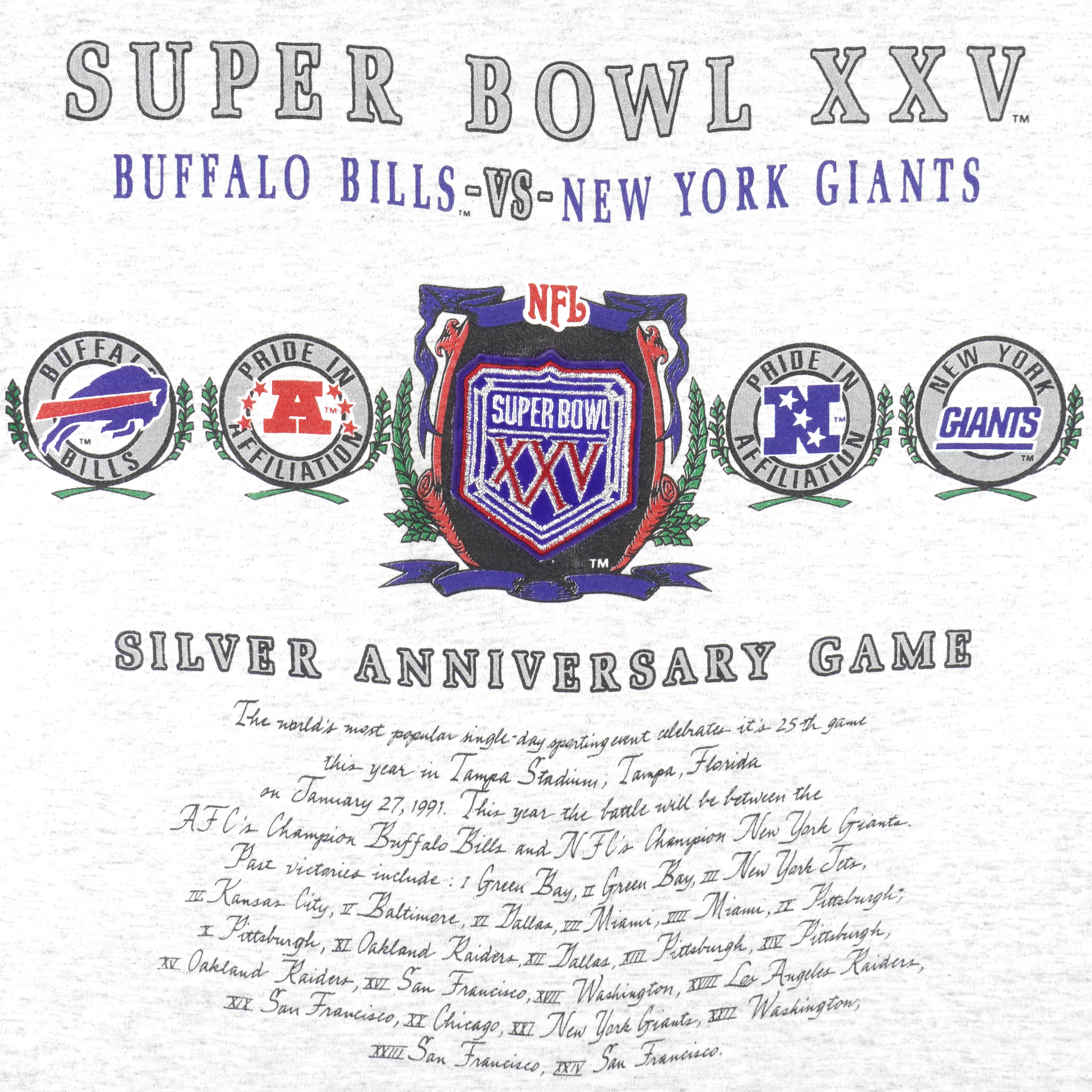 1991 New York Giants Super Bowl XXV Champs Satin Jacket 