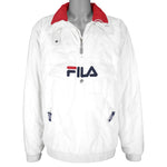 FILA - White 1/4 Zip Embroidered Jacket 1990s Large Vintage Retro