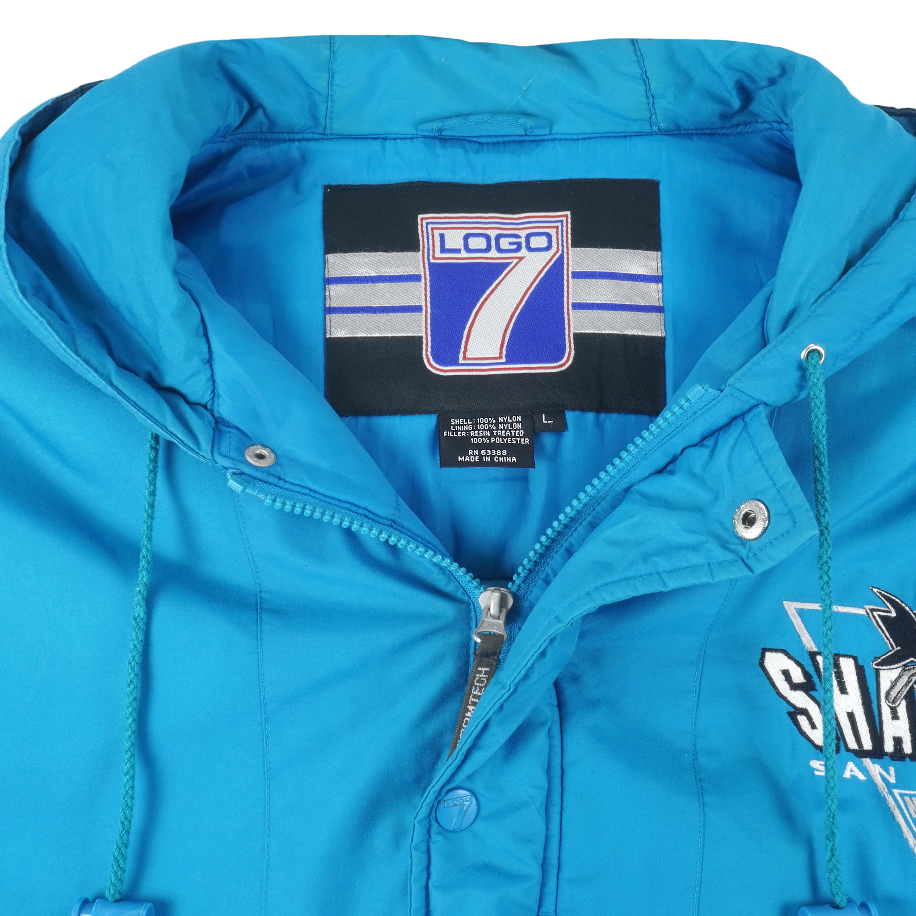 San Jose Sharks Retro Brand Teal Vintage Long Sleeve Full Zip Hooded Jacket