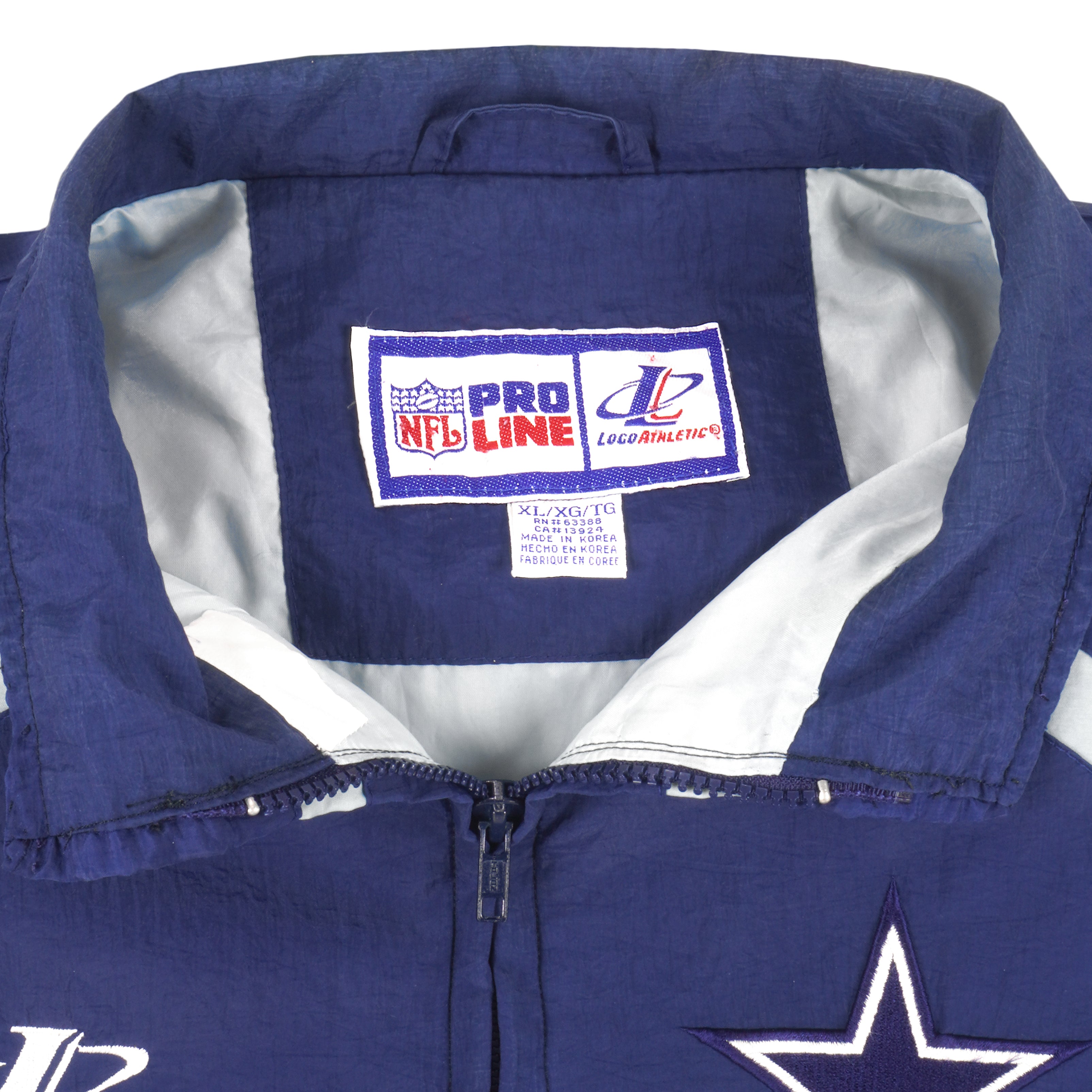 Vintage LOGO ATHLETIC PRO LINE DALLAS COWBOYS FULL ZIP SZ.LARGE