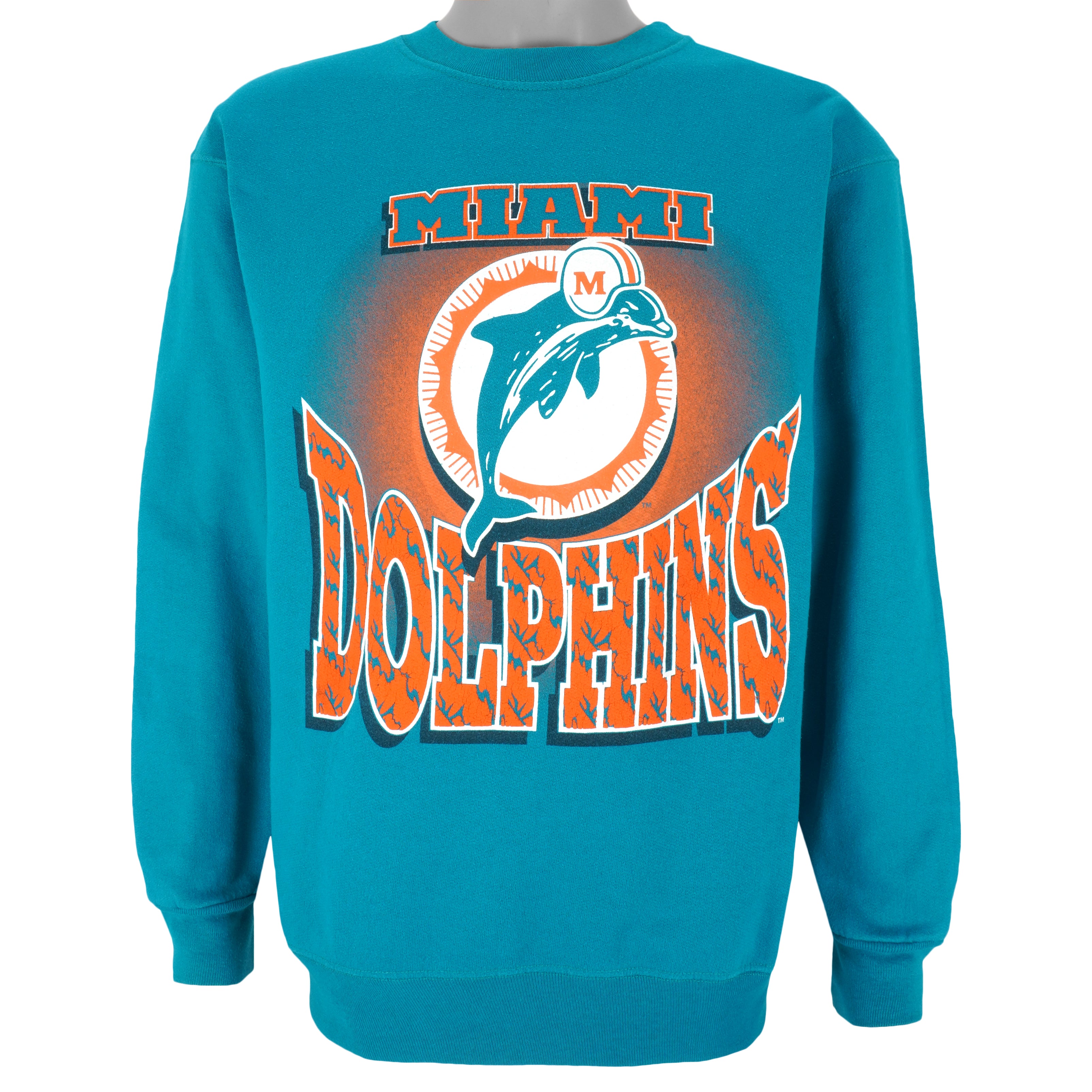 Miami Dolphins NFL Equipment Reebok Authentic Crew Neck Sweatshirt