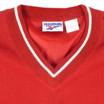 Reebok - Red Embroidered V-Neck Sweatshirt 1990s Large Vintage Retro