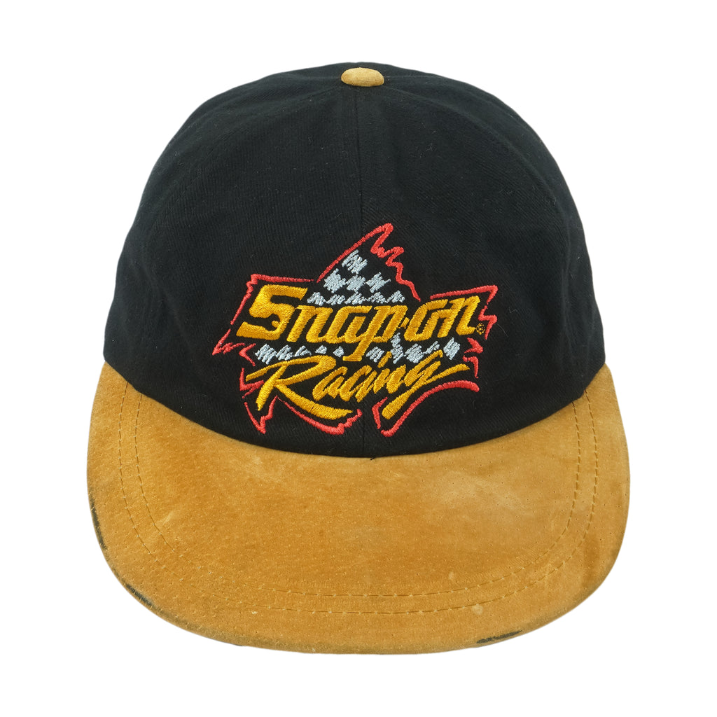 NASCAR - Black Snap-On Racing Spell-Out Strapback Hat 1990s OSFA Vintage Retro