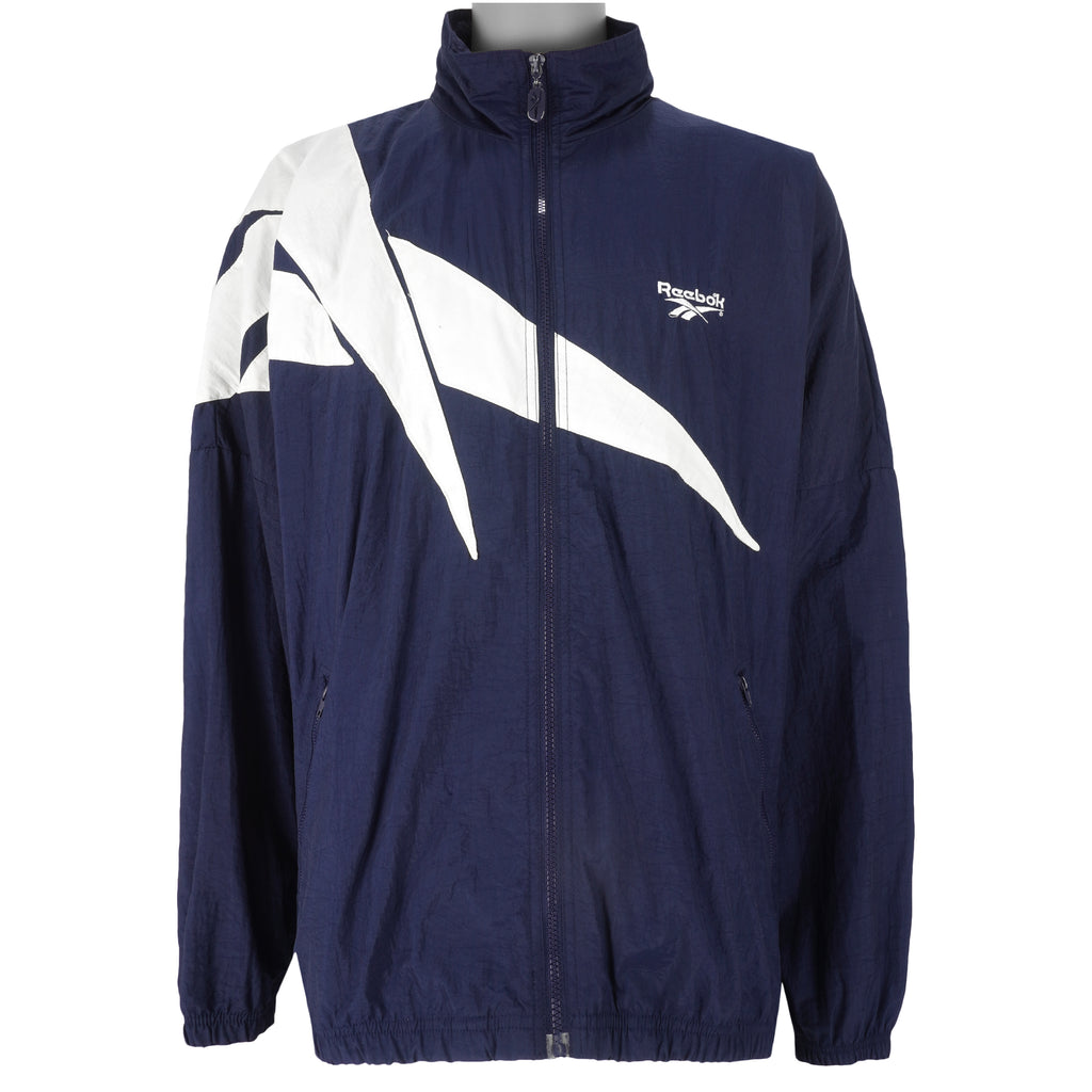 Reebok - Blue Kamikaze Windbreaker 1990s X-Large Vintage Retro