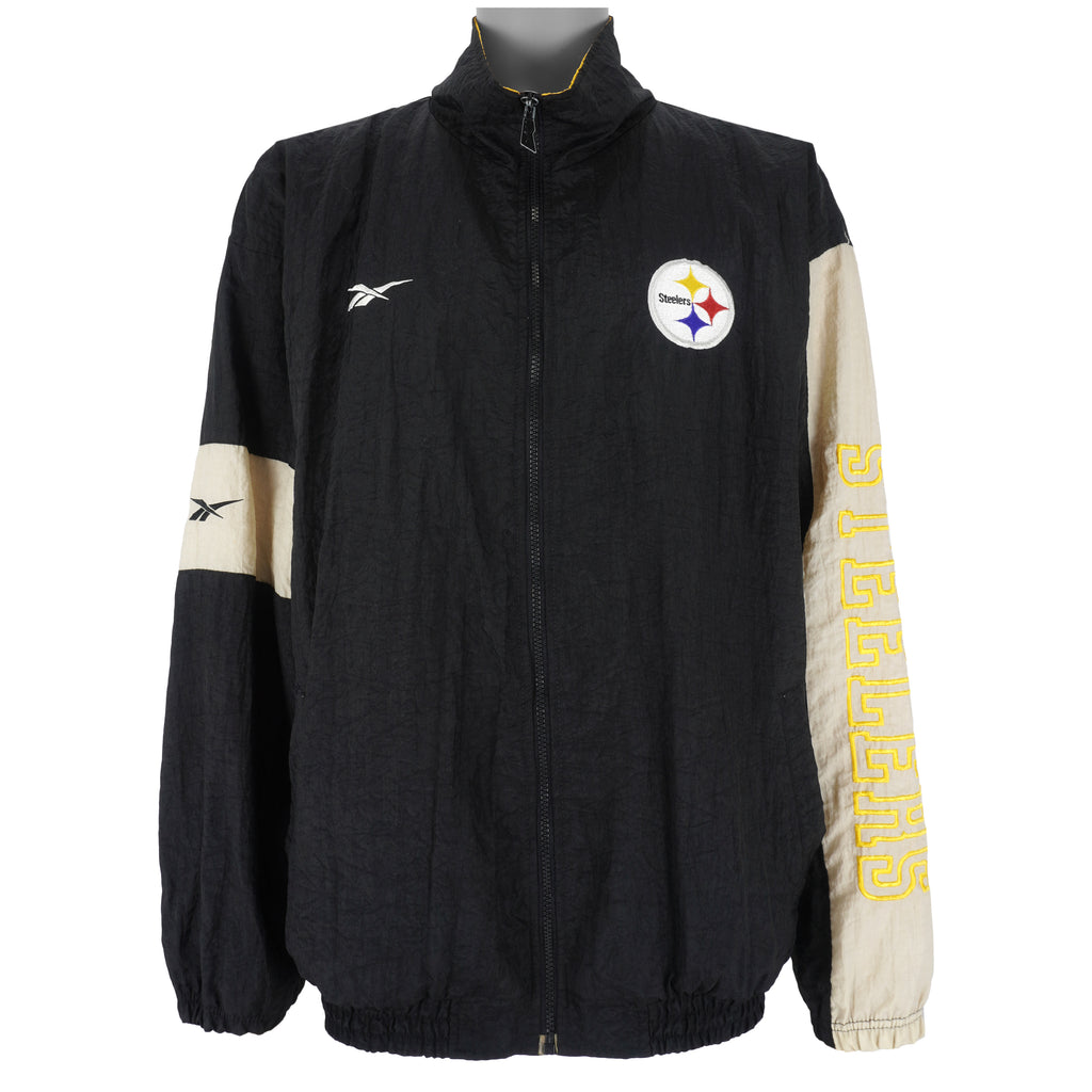 Reebok - Pittsburgh Steelers Zip-Up Windbreaker 1990s X-Large Vintage Retro Football