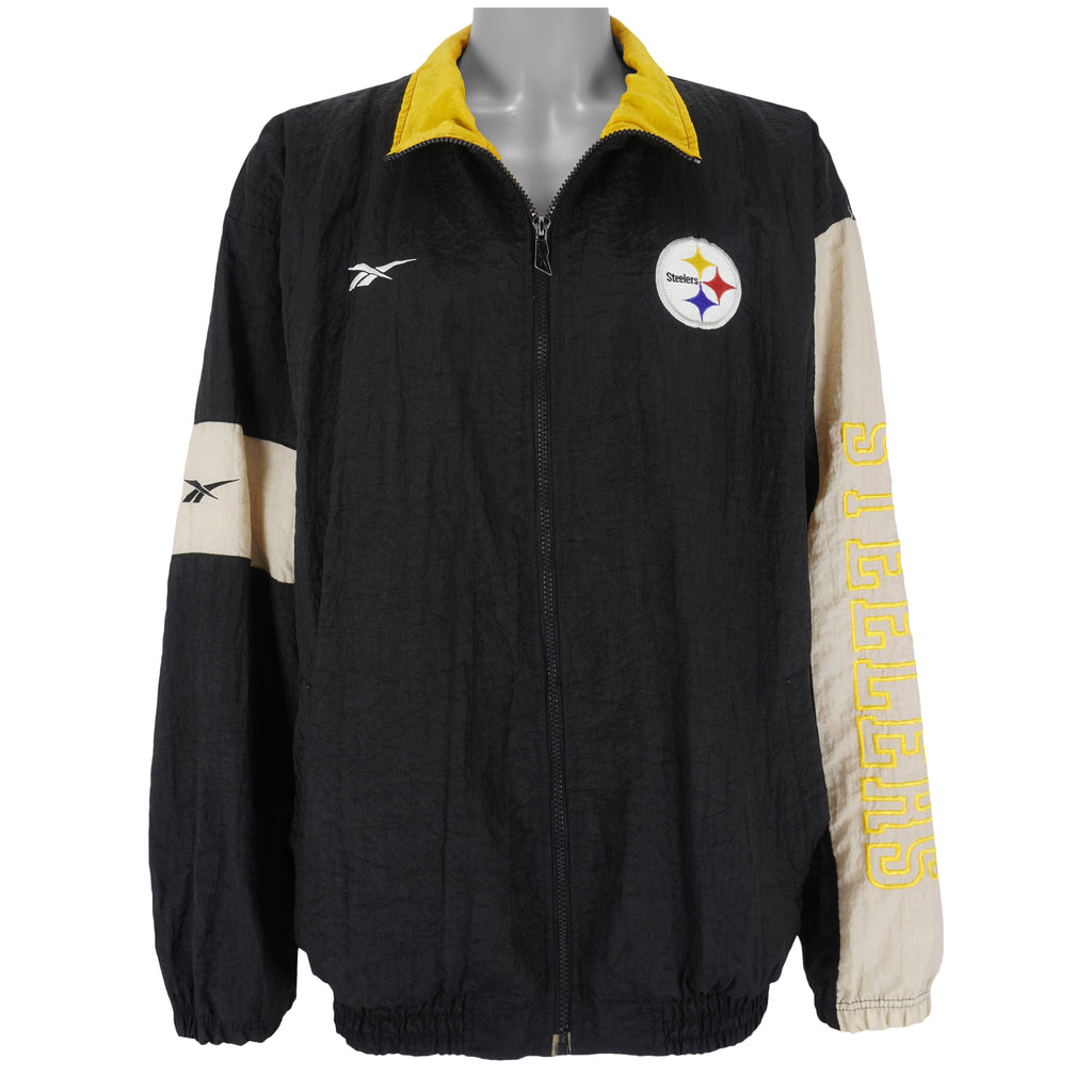 Reebok - Pittsburgh Steelers Zip-Up Windbreaker 1990s X-Large Vintage Retro Football