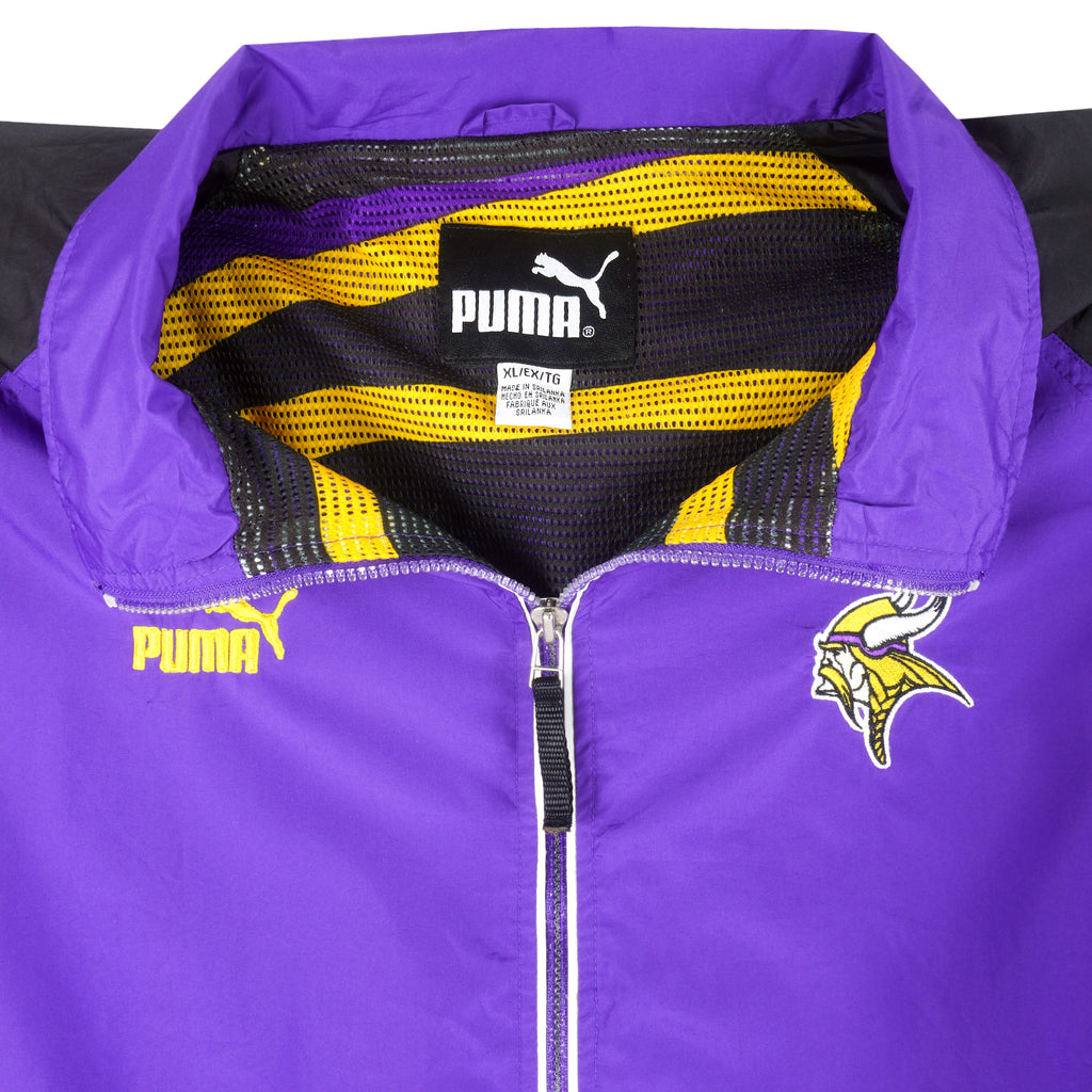 Puma - Minnesota Vikings Zip-Up Windbreaker 1990s X-Large Vintage Retro Football