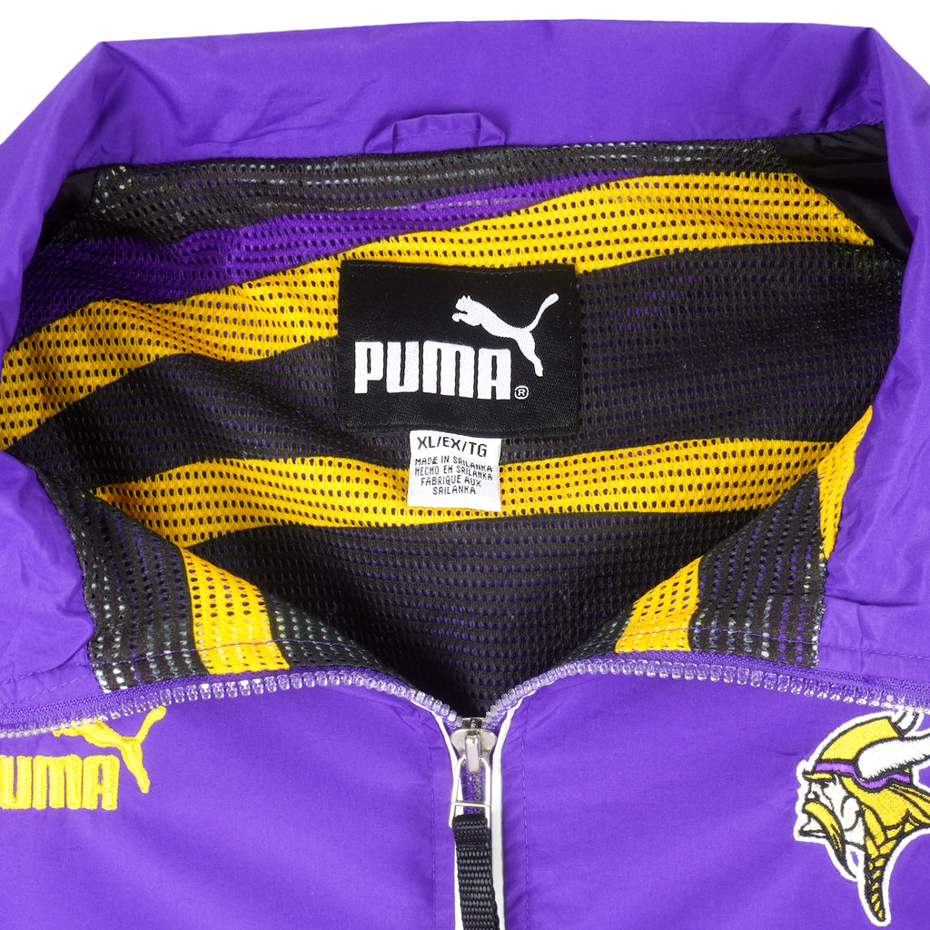 Puma - Minnesota Vikings Zip-Up Windbreaker 1990s X-Large Vintage Retro Football