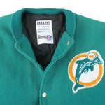 NFL (Delong) - Miami Dolphins Leather Wool Jacket 1990s X-Large Vintage Retro Football