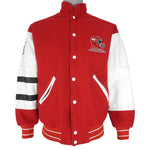 CFL (Adjac) - Calgary Stampeders Leather Wool Jacket 1990s Medium Vintage Retro Football