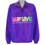 Surf Style - Purple 1/4 Zip Windbreaker 1990s X-Large Vintage Retro