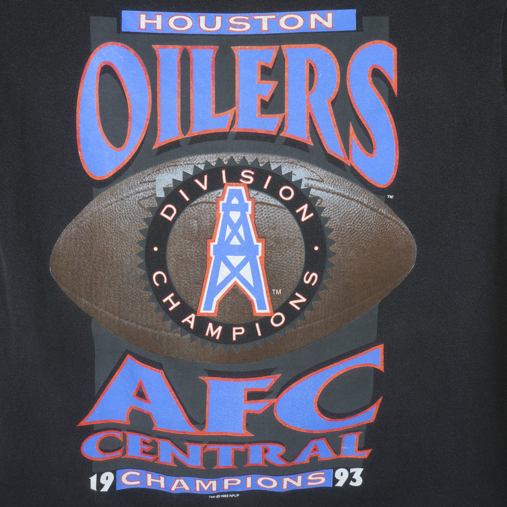 Starter - Black Houston Oilers, AFC Champions T-Shirt 1993 Large Vintage Retro Football