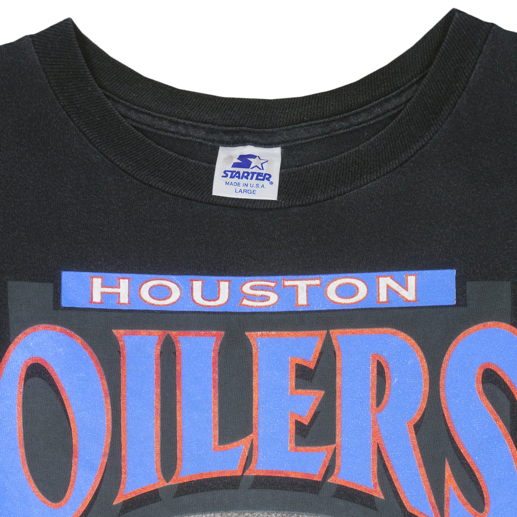 Starter - Black Houston Oilers, AFC Champions T-Shirt 1993 Large Vintage Retro Football
