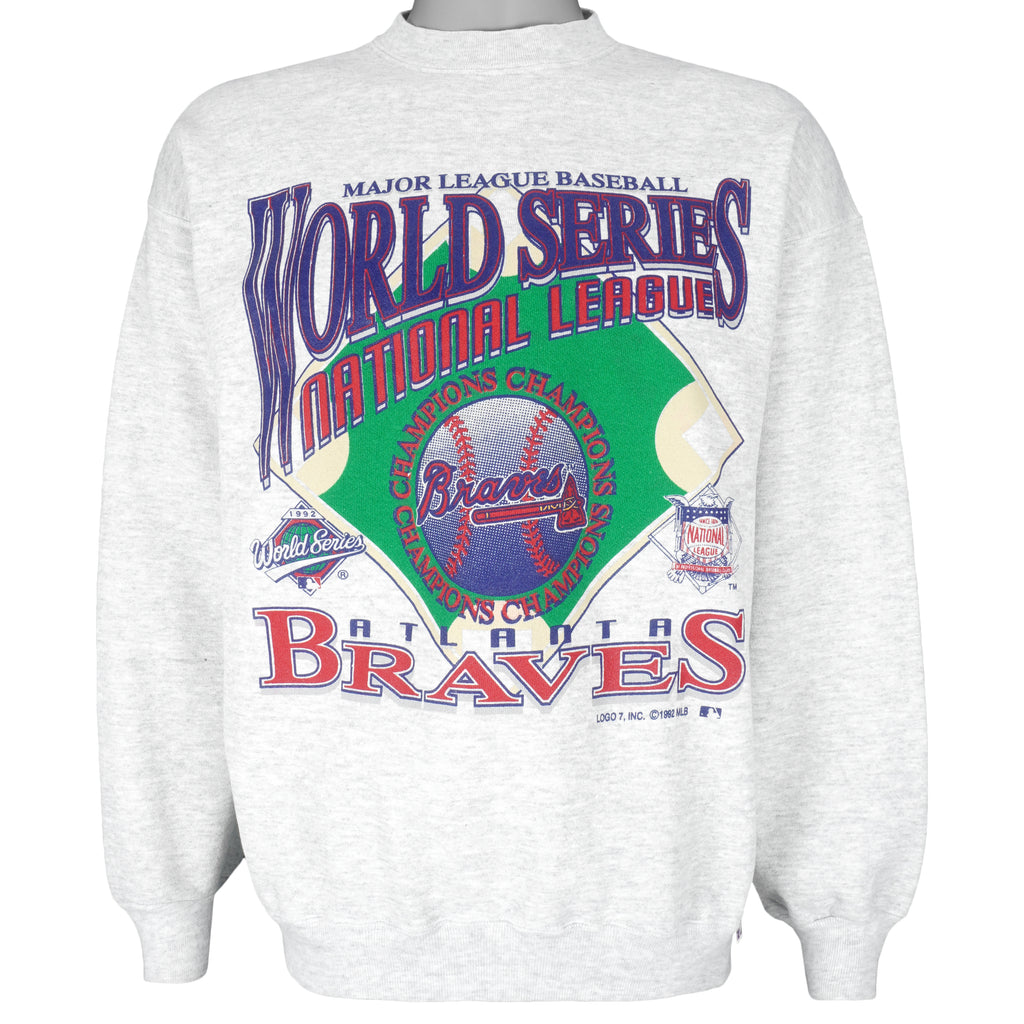 MLB (Logo 7) - Atlanta Braves Crew Neck Sweatshirt 1992 X-Large Vintage Retro Baseball