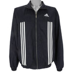 Adidas - Black Zip-Up Embroidered Windbreaker 1990s Small Vintage Retro