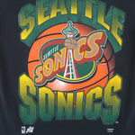 NBA (Logo 7) - Seattle Sonics Big Logo T-Shirt 1994 Large Vintage Retro Basketball