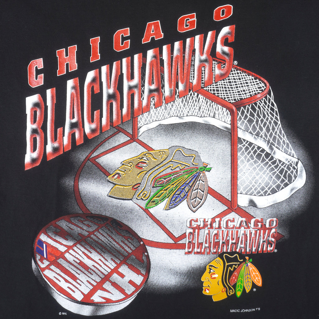 NHL (Magic Johnson Ts) - Chicago Blackhawks T-Shirt 1990s X-Large Vintage Retro Hockey