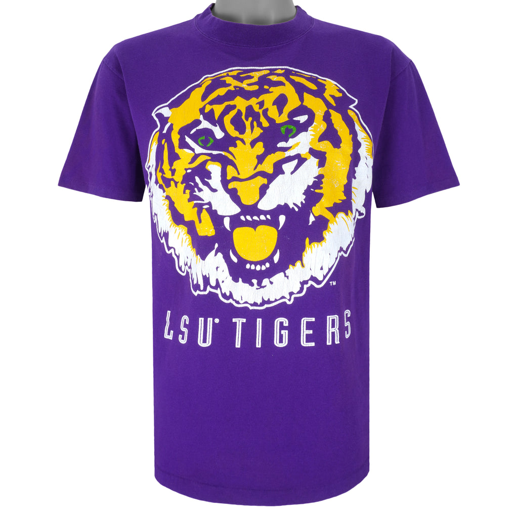 NCAA (Bike) - LSU Tigers Big Logo T-Shirt 1990s Large Vintage Retro College