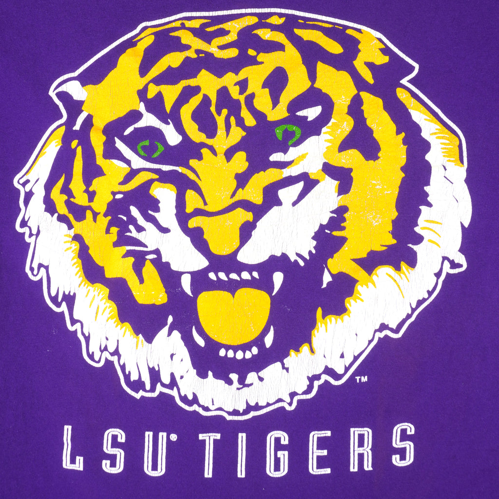 NCAA (Bike) - LSU Tigers Big Logo T-Shirt 1990s Large Vintage Retro College