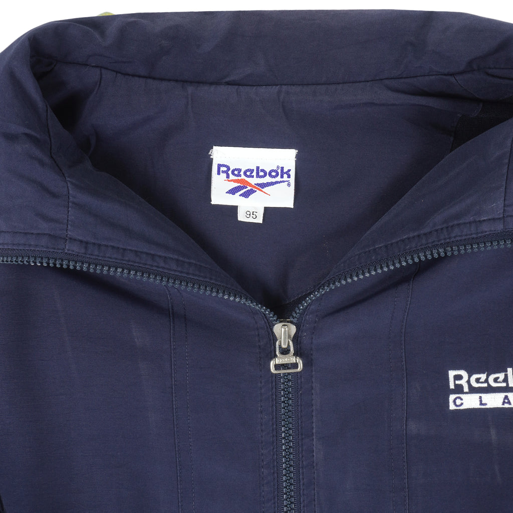 Reebok - Blue Zip-Up Hooded Classic Jacket 1990s Large Vintage Retro