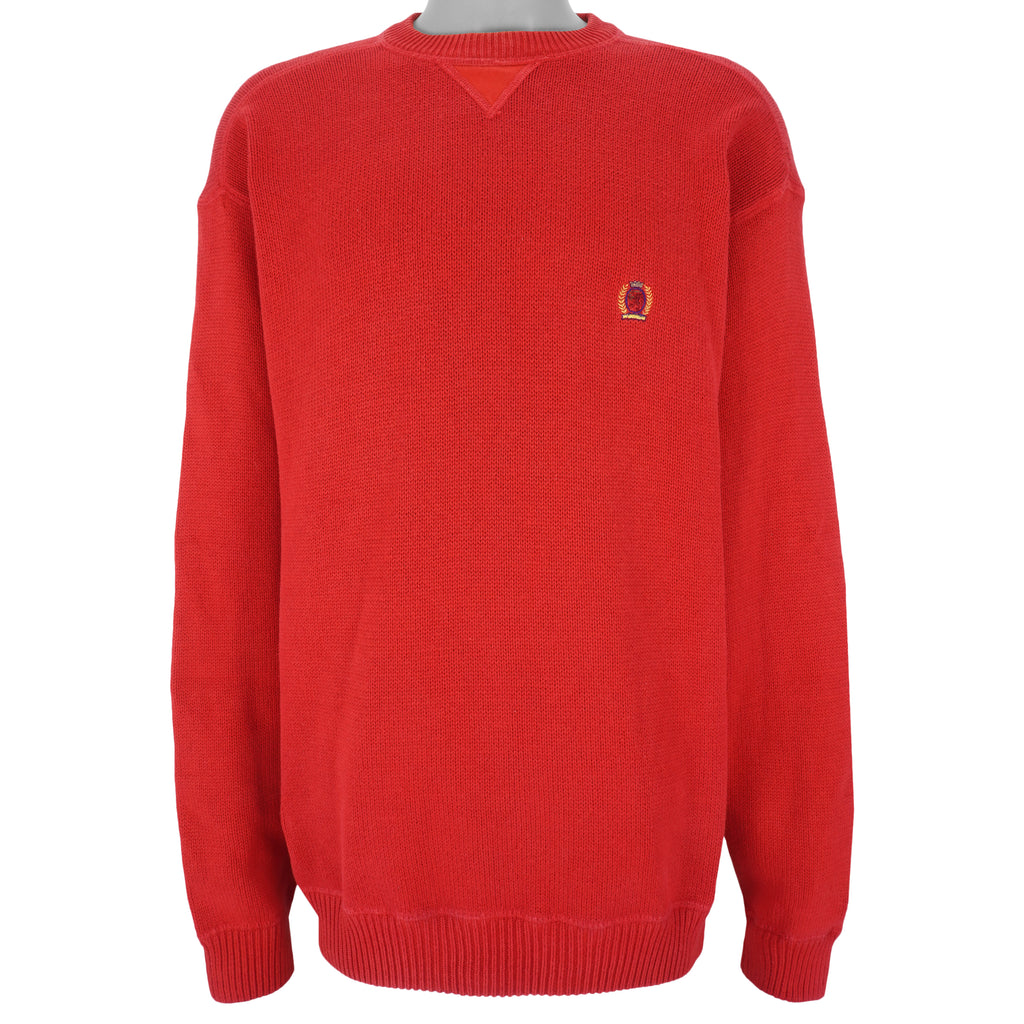 Tommy Hilfiger - Red Crew Neck Sweater 1990s X-Large Vintage retro