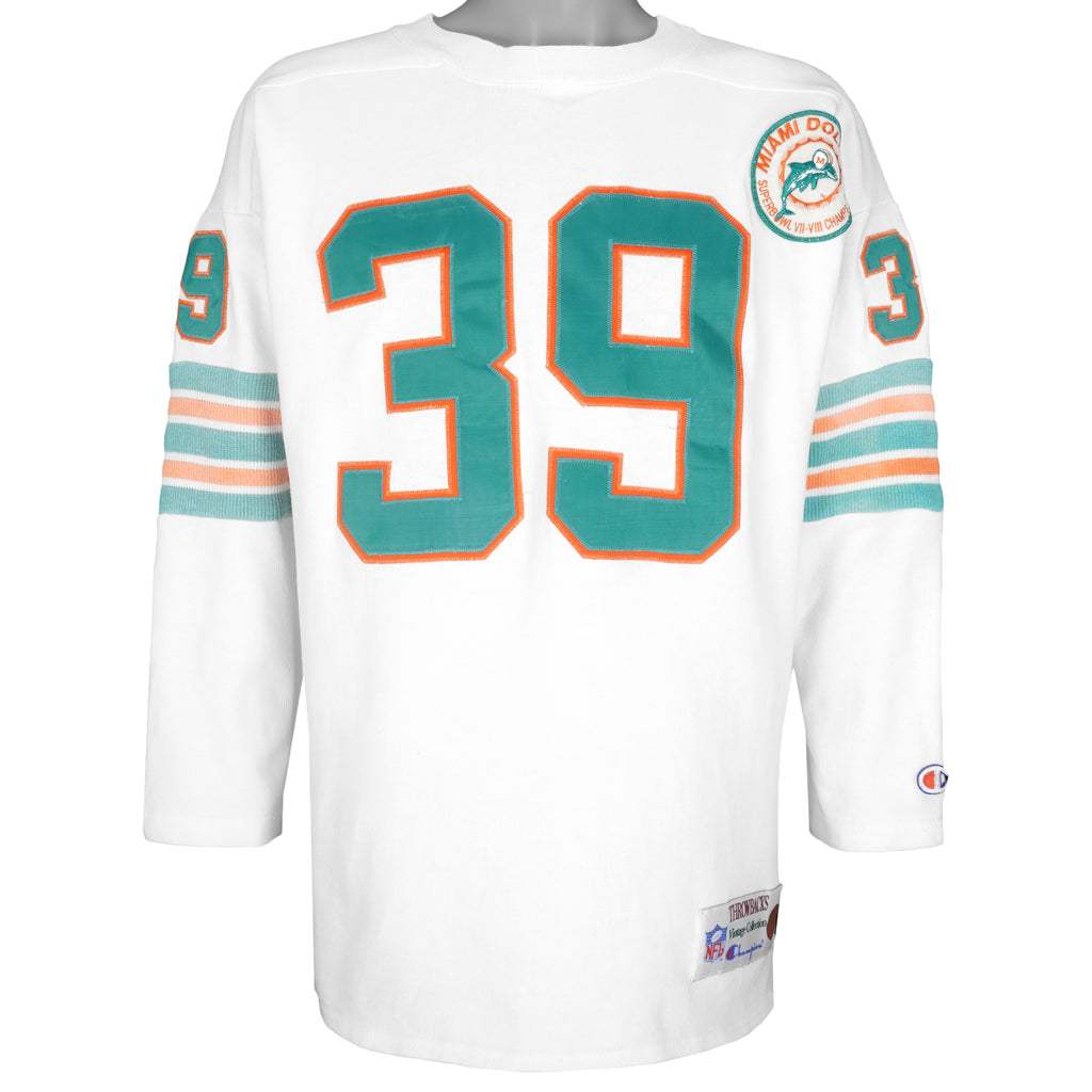 Champion - Miami Dolphins Long Sleeve Shirt 1990s Large Vintage Retro Football