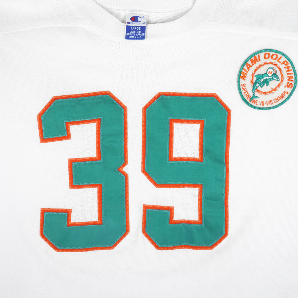 Champion - Miami Dolphins Long Sleeve Shirt 1990s Large Vintage Retro Football