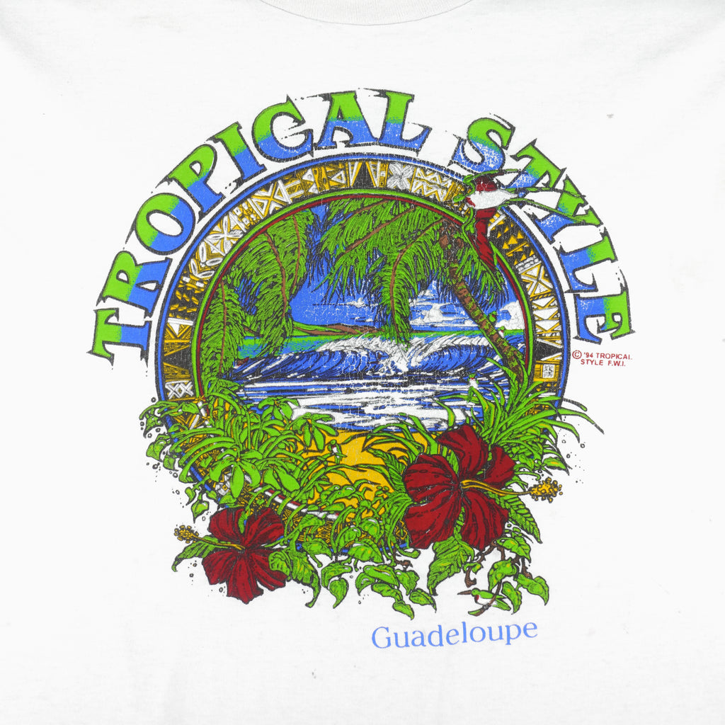 Vintage (Hanes) - Tropical Style, Guadeloupe T-Shirt 1990s X-Large Vintage Retro