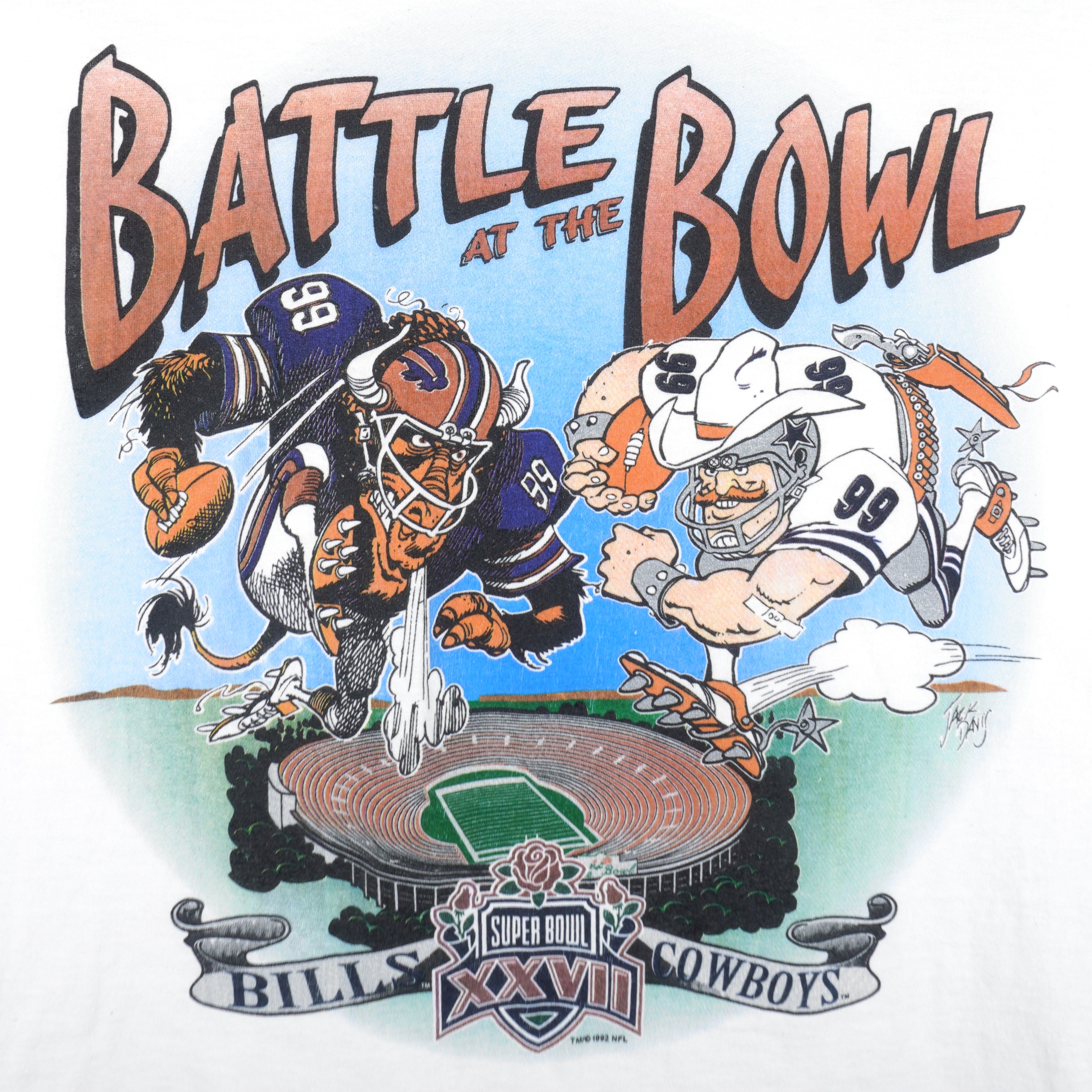 Vintage 90's NFL Buffalo Bills T-Shirt Nutmeg Jack Davis ! Rare Print! |