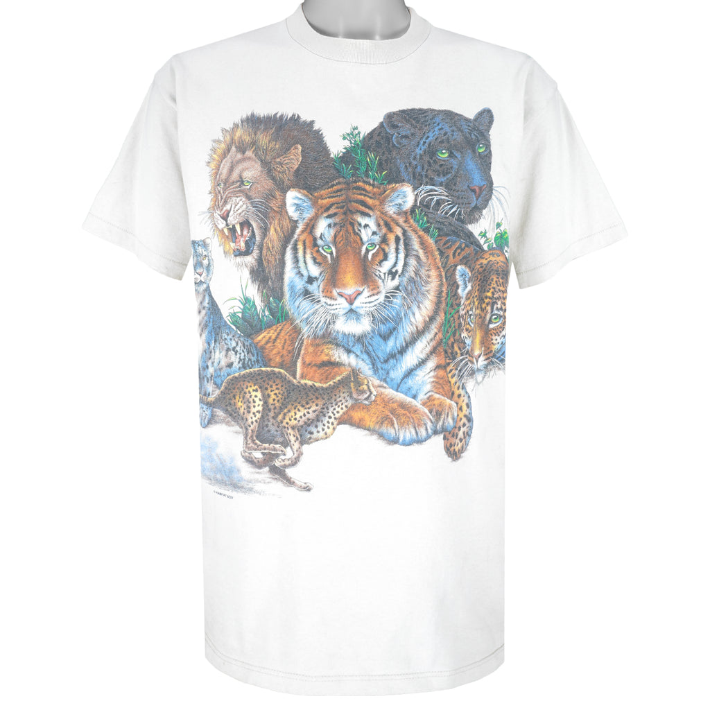 Vintage (Habitat) - Wildlife, Cats and The World T-Shirt 1990s Large Vintage Retro