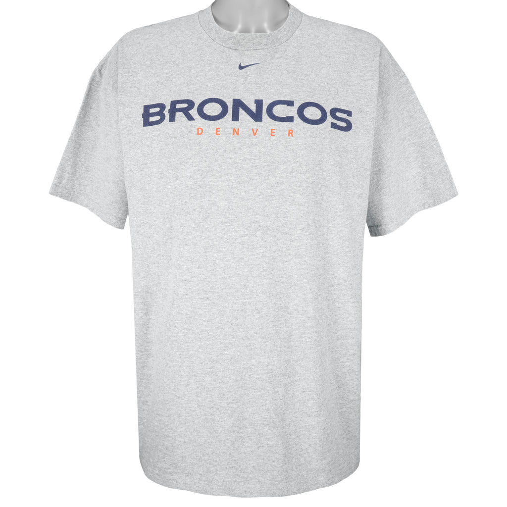 Nike - Grey Denver Broncos T-Shirt 1990s X-Large Vintage Retro Football