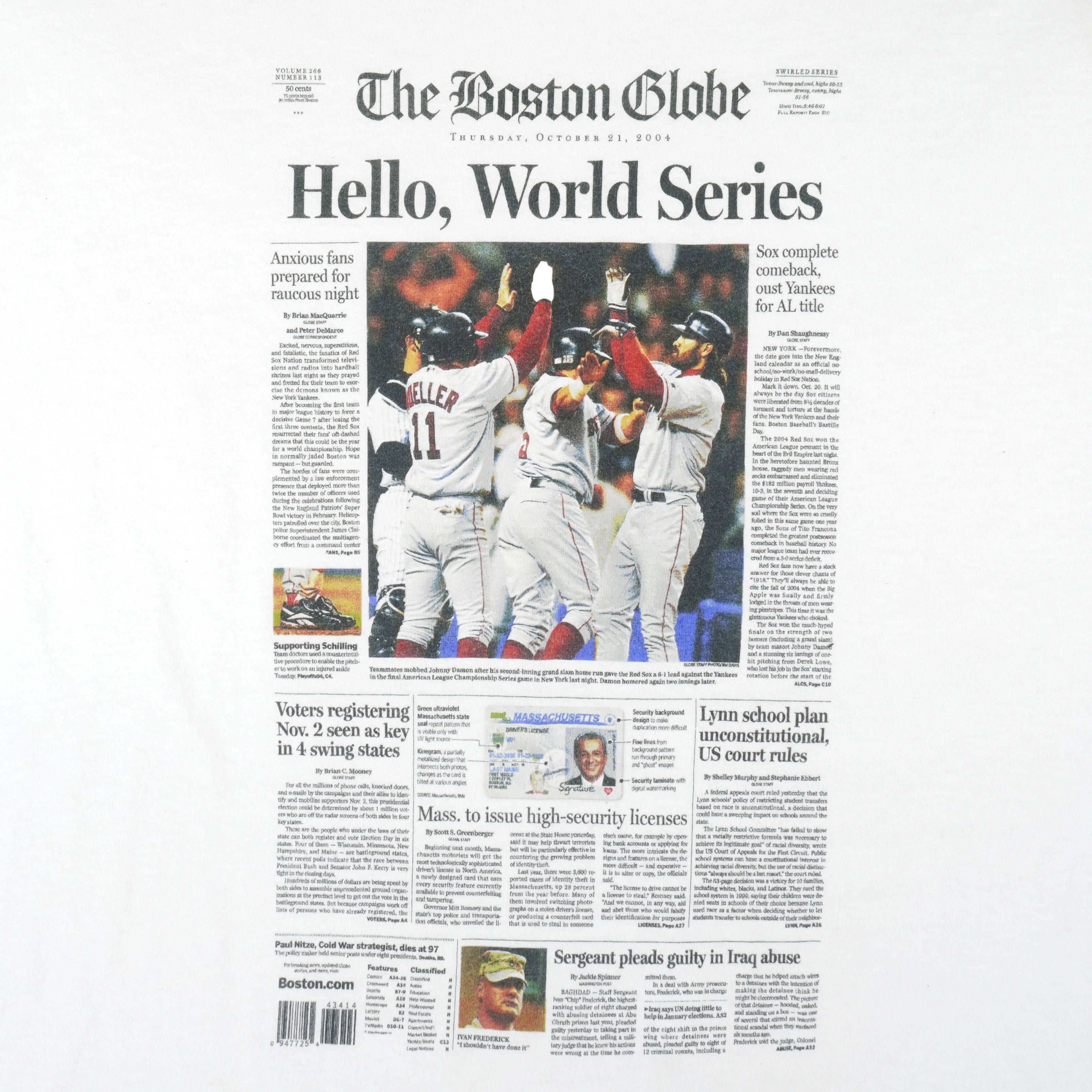 2004 Boston Red Sox World Series Champions Baseball MLB T Shirt Size L Anvil