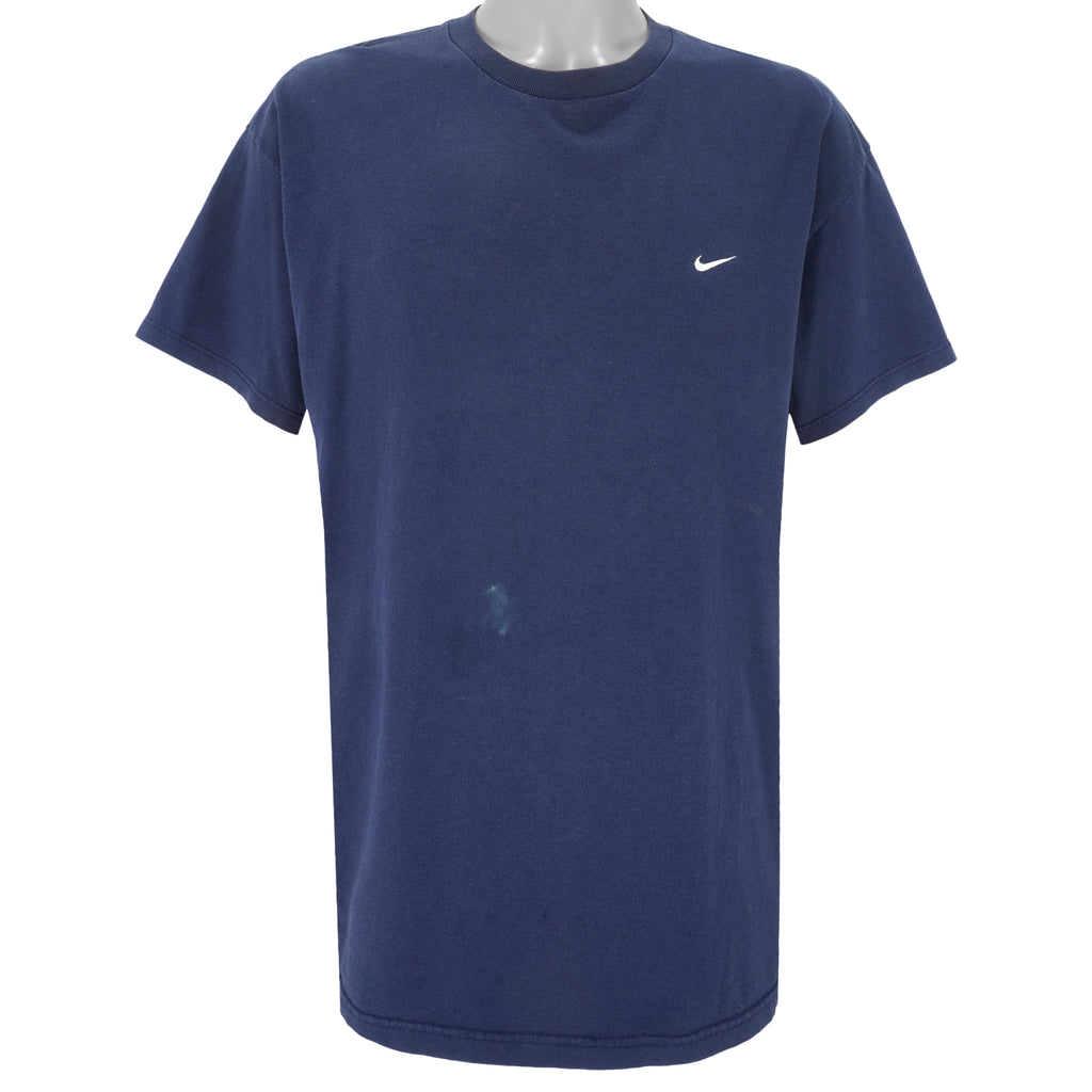 Nike - Blue Classic Embroidered T-Shirt 1990s X-Large Vintage Retro