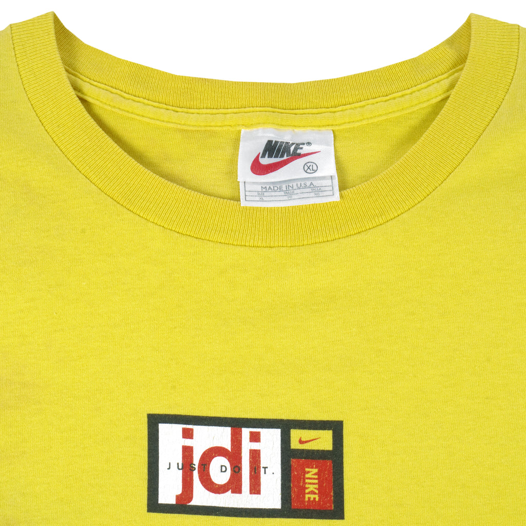 Nike - Yellow Just Do It T-Shirt 1990s X-Large Vintage Retro