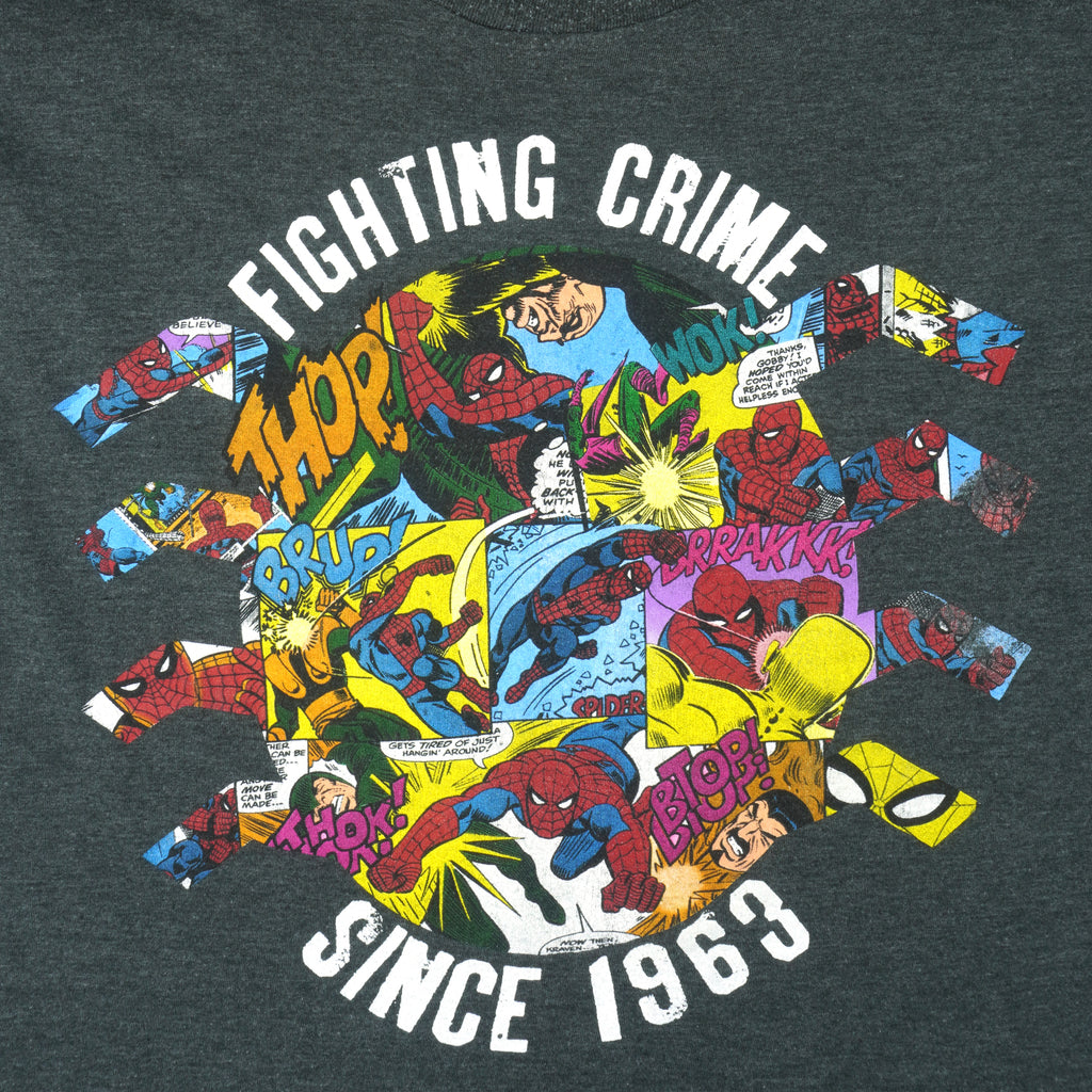 Marvel - Spiderman Fighting Crime T-Shirt 1990s XX-Large Vintage Retro