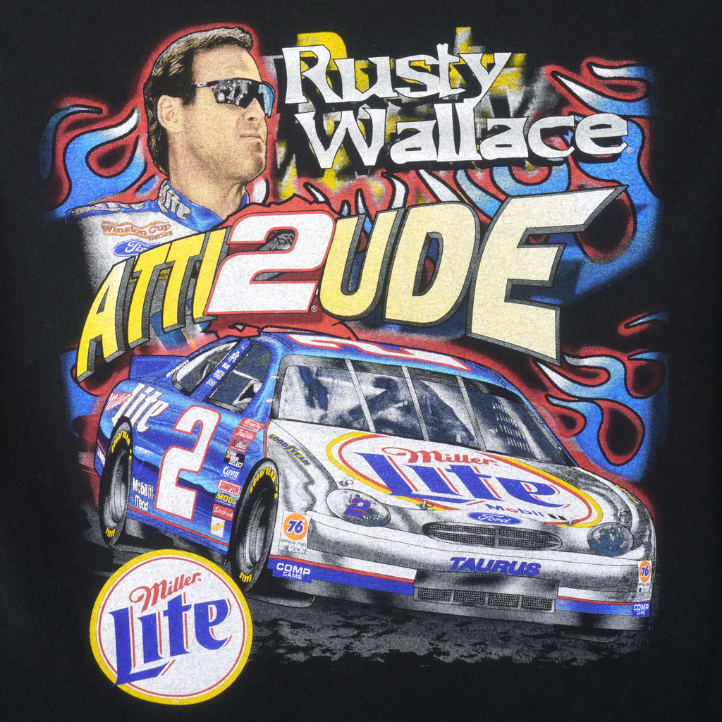 NASCAR (Chase) - Rusty Wallace Miller Racing T-Shirt 1990s X-Large Vintage Retro