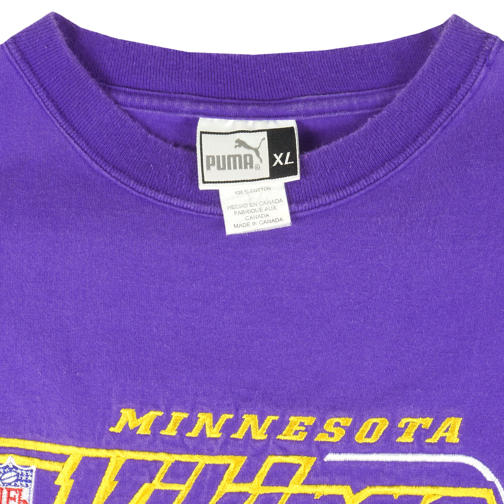 Puma - Minnesota Vikings Embroidered T-Shirt 1990s X-Large Vintage Retro Football