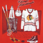 NHL (Nutmeg) - Chicago Blackhawks Embroidered T-Shirt 1990s Large Vintage Retro Hockey