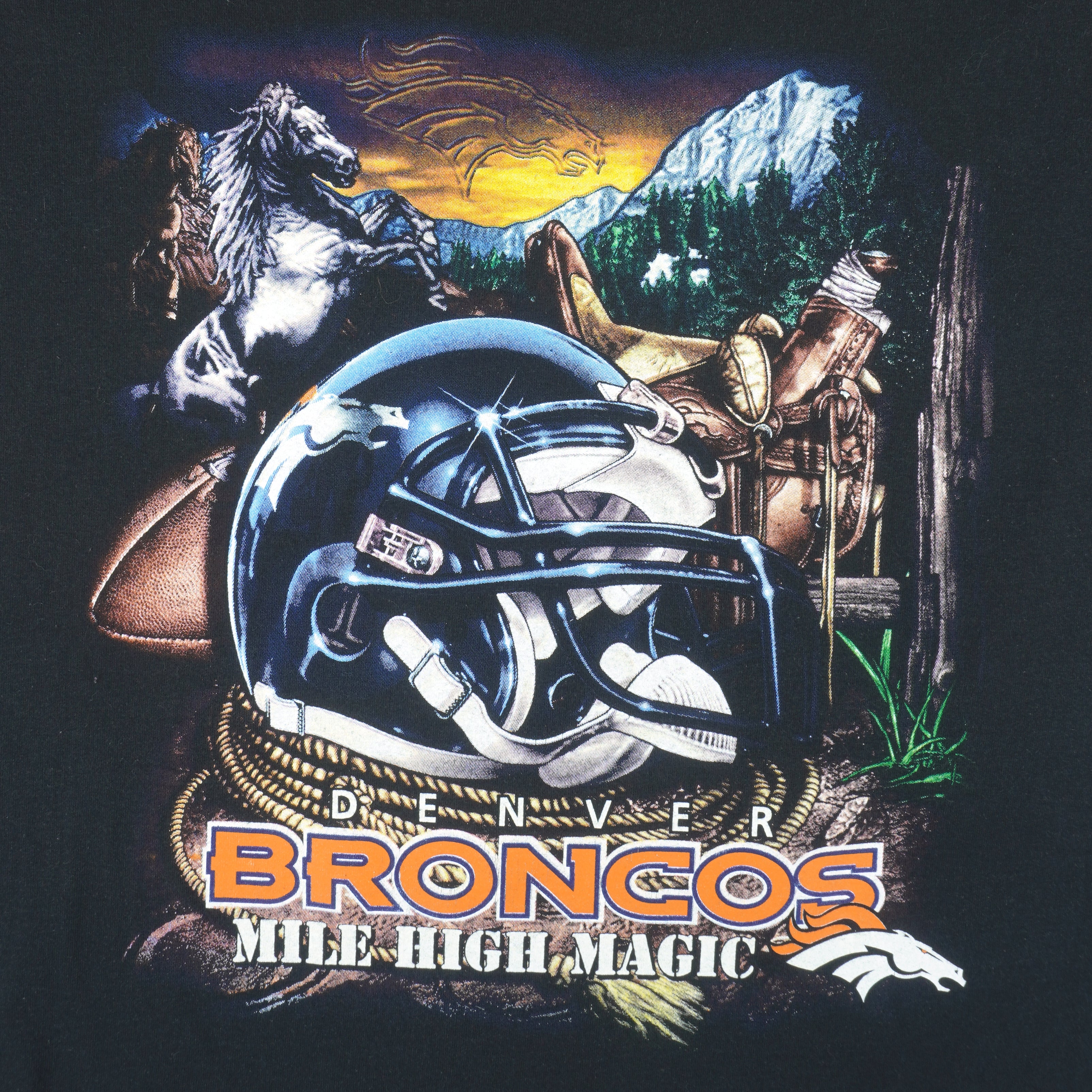 90s Vintage Denver Broncos NFL T-shirt Size XL Retro Stripes