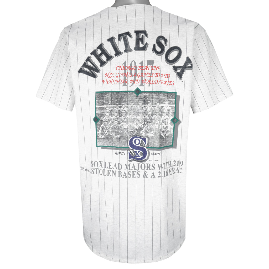 MLB (Long Gone) - Chicago White Sox Pinstripe Baseball Jersey 1990s Large Vintage Retro Baseball