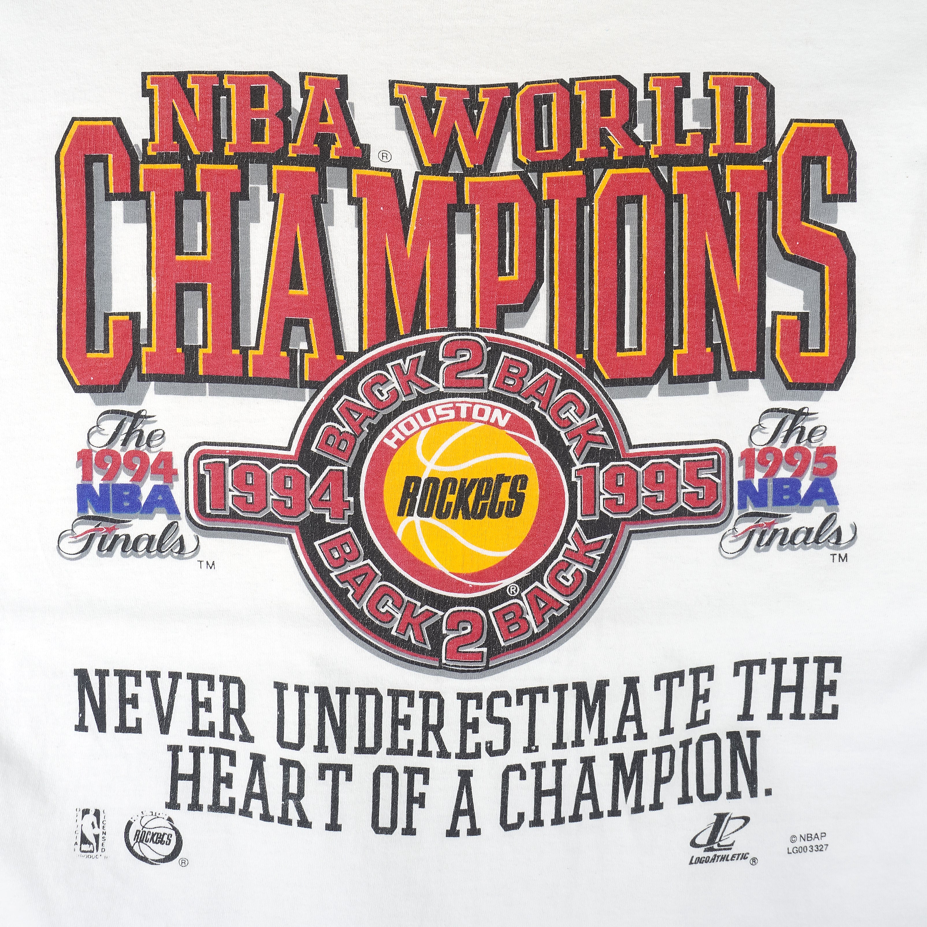 VINTAGE NBA HOUSTON ROCKETS WORLD CHAMPIONS TEE SHIRT 1994 SIZE MEDIUM MADE  IN USA