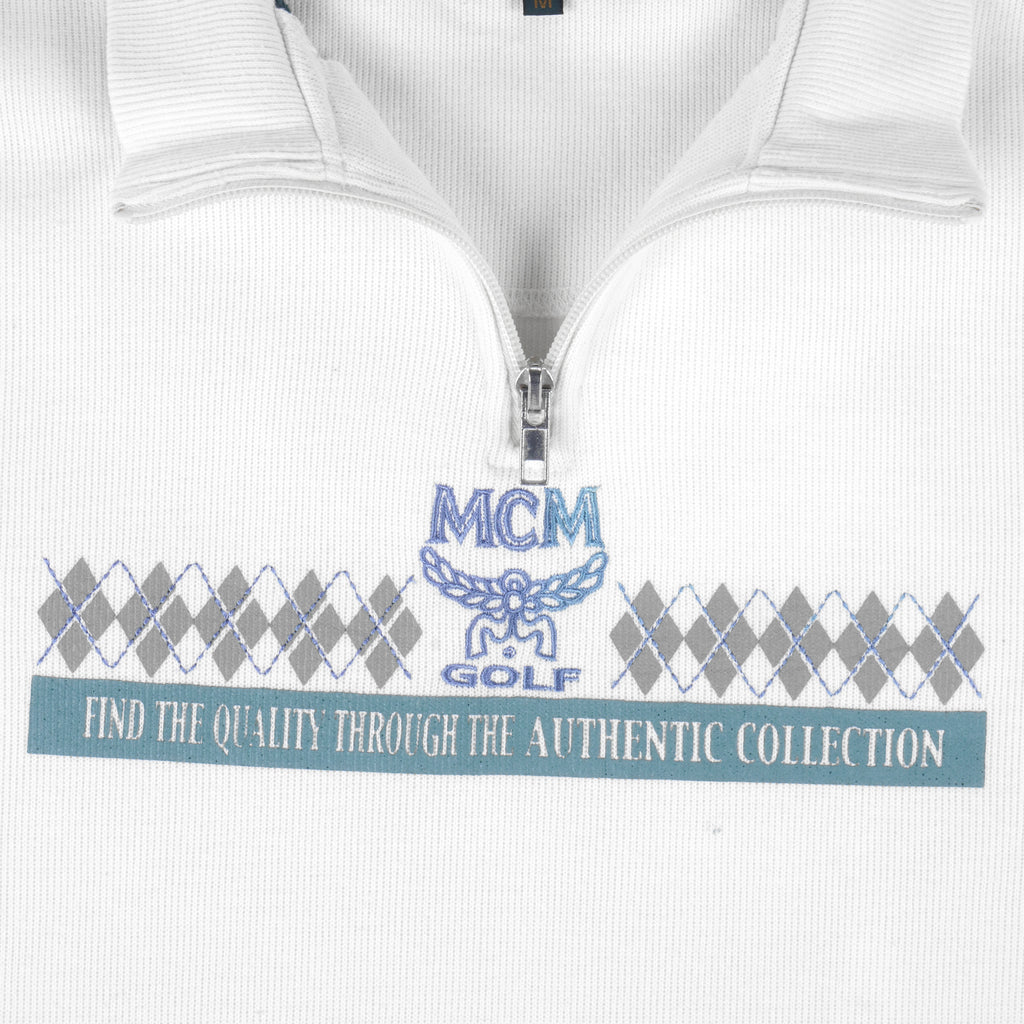 MCM - White Golf Sweatshirt 1990s Medium Vintage Retro