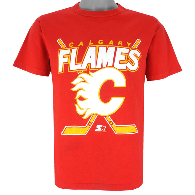 Vintage Calgary Flames Graphic T Shirt Tee Big Logo Size Large -  Canada