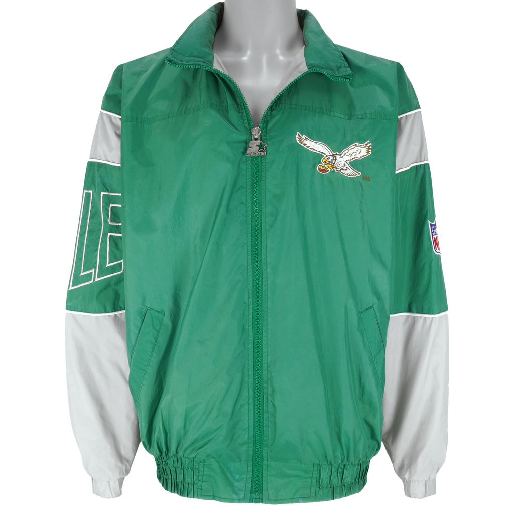 Starter - Philadelphia Eagles Zip-Up Windbreaker 1990s Large Vintage Retro Football