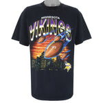 NFL (True-Fan) - Black Minnesota Vikings T-Shirt 1990s X-Large Vintage Retro Football