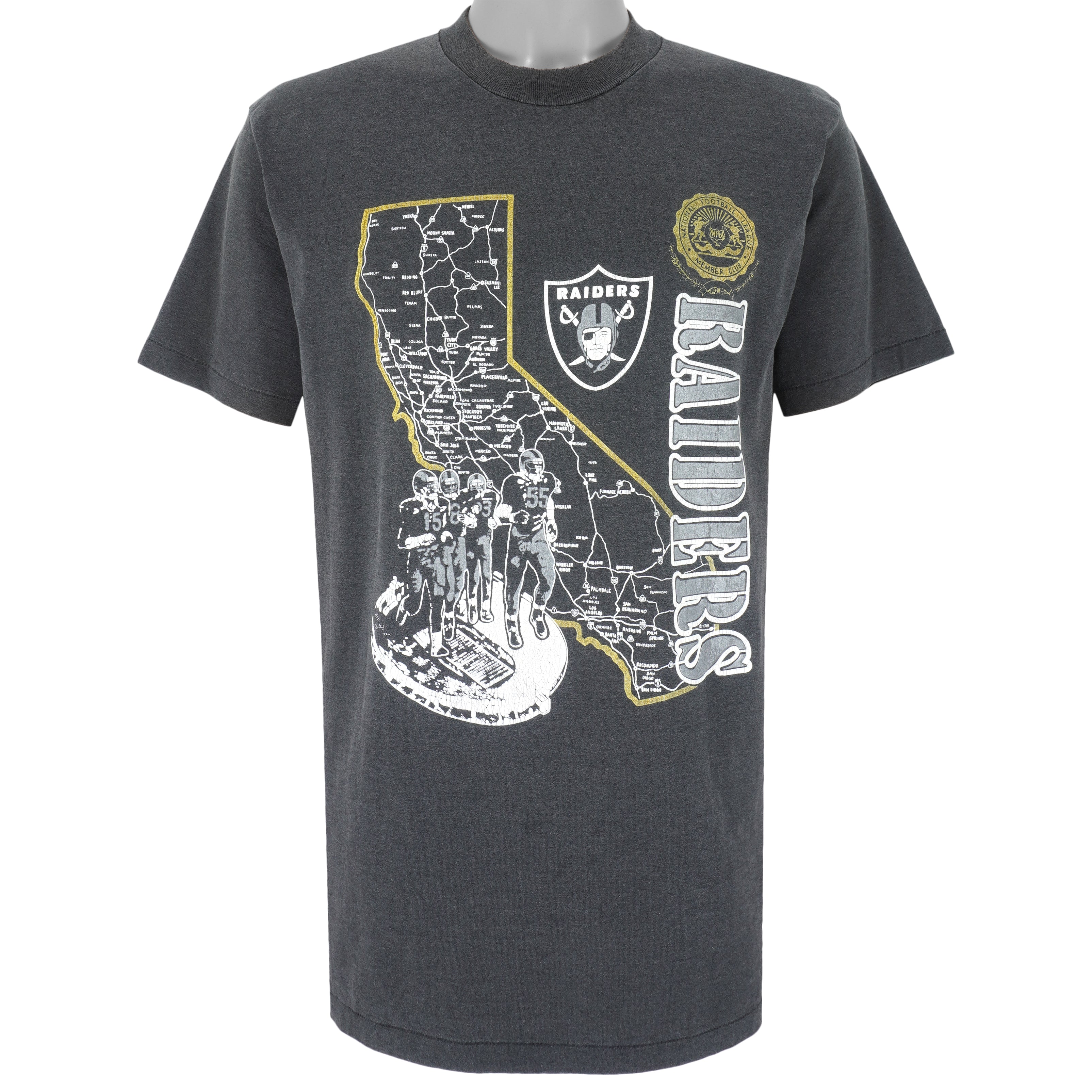 Vintage NFL (Oneita) - Los Angeles Raiders Stadium Map T-Shirt 1990's X-Large