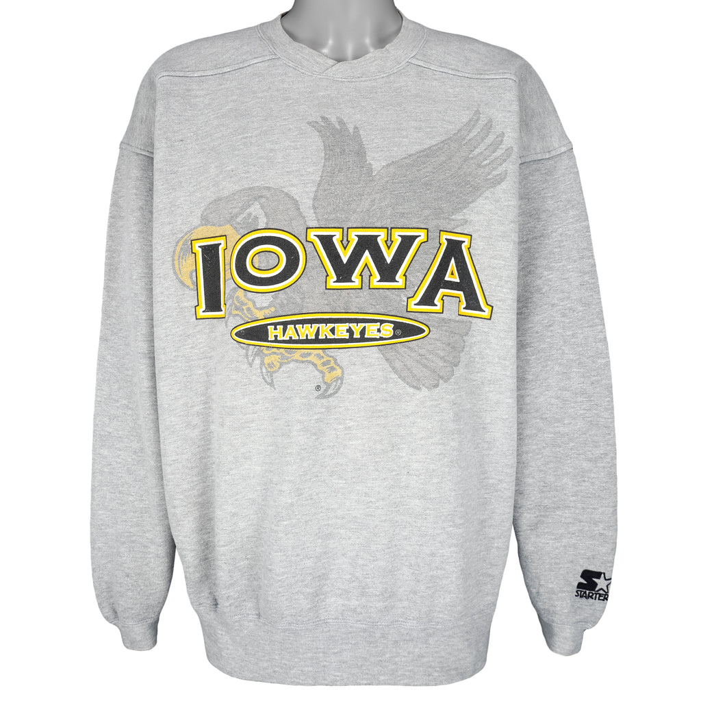 Starter - Iowa Hawkeyes Crew Neck Sweatshirt 1990s Large Vintage Retro Football College