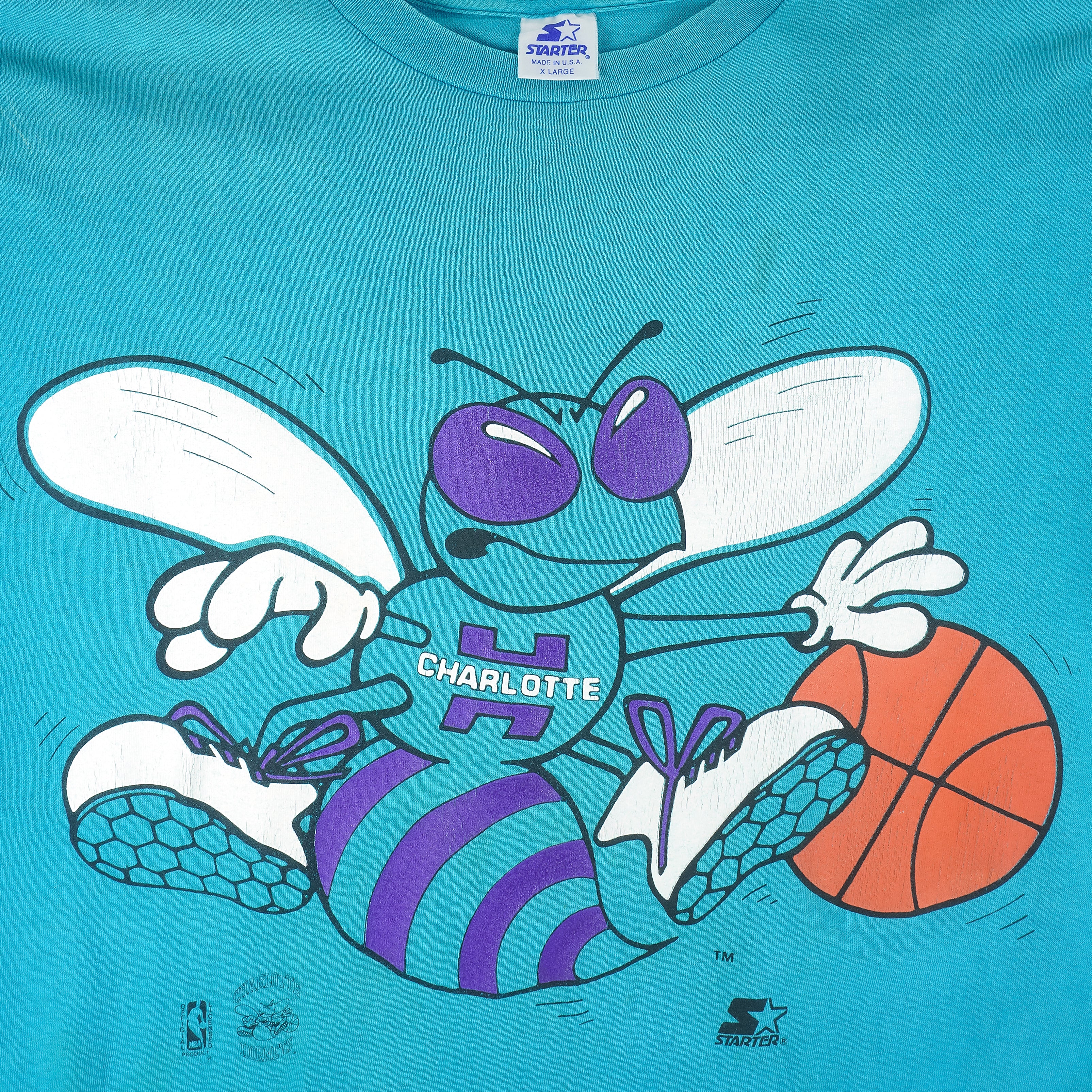 1990's CHARLOTTE HORNETS STARTER JERSEY L - Classic American Sports